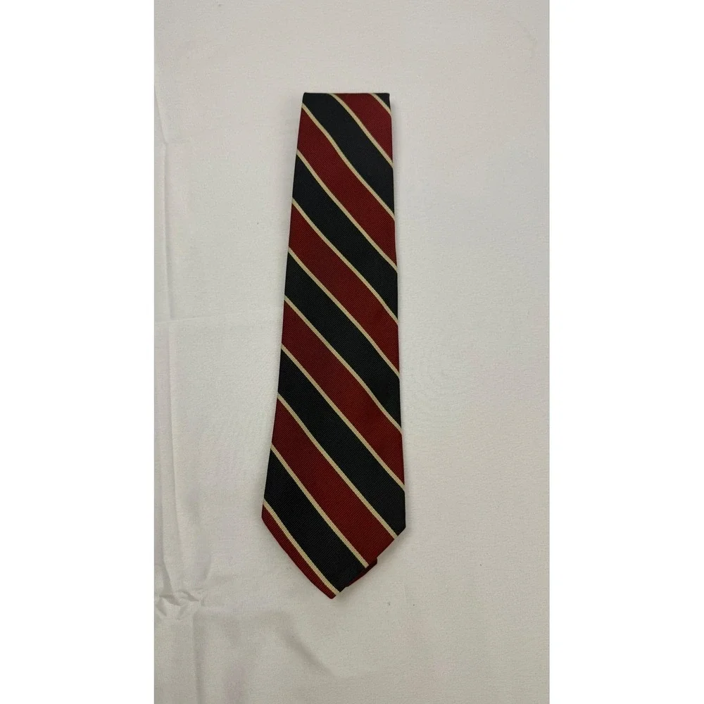 Robert Talbott Necktie Mens OS Burgundy Navy 58x3.75 Kings Dragoon Guards Silk‎